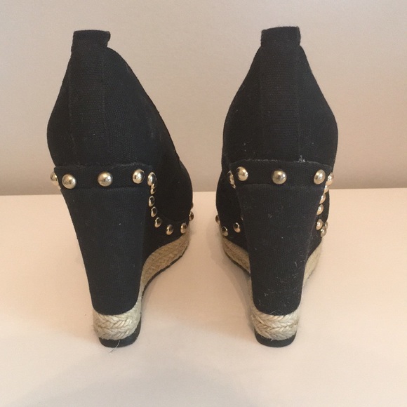 Aldo black studded canvas wedges - Picture 3 of 5